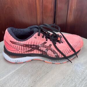 Asics Womens Gel Saiun Running Sneakers Size 8.5 Sun Coral Pink Black Athletic